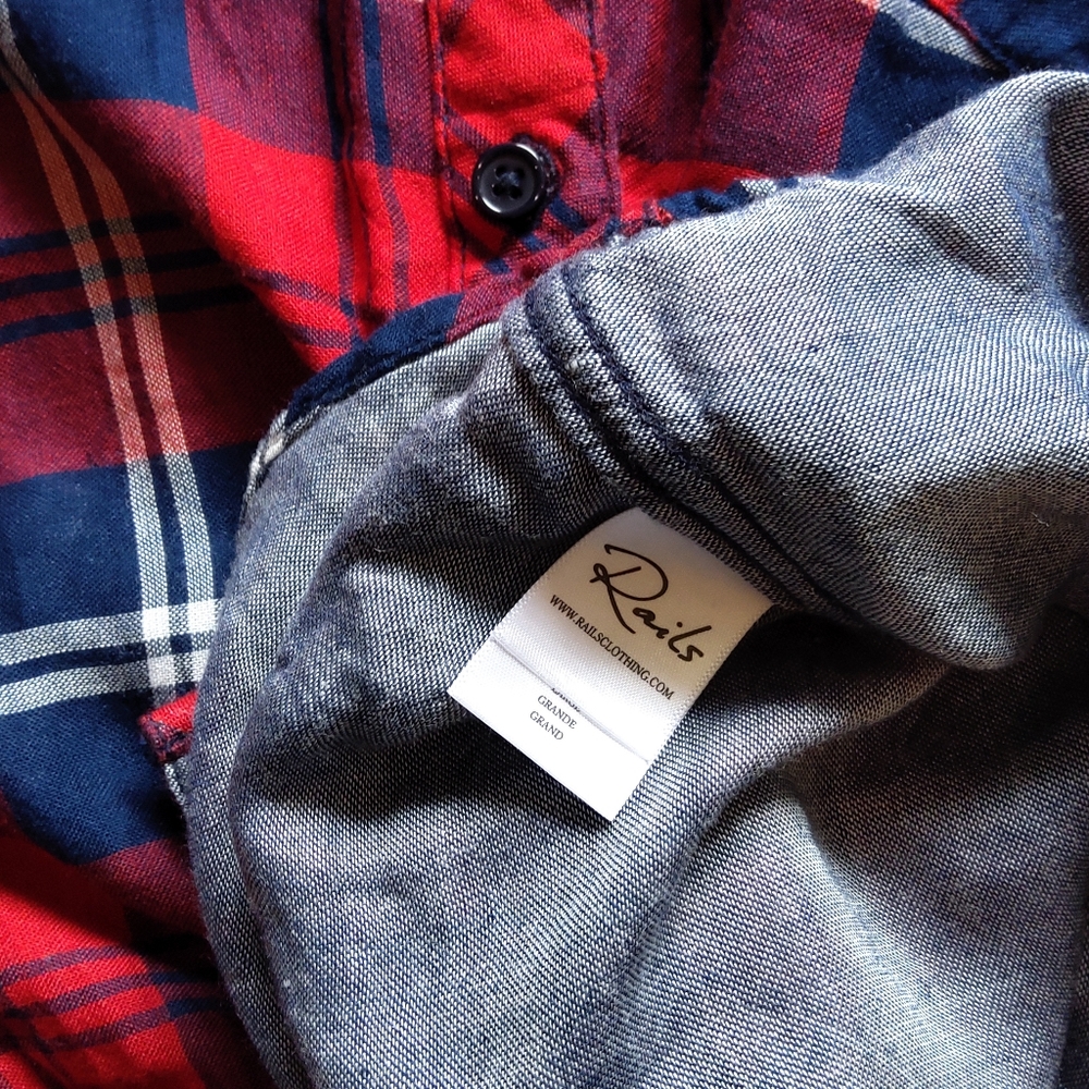 Nwot ! Rails Red Blue Button Down Flannel Shirt - image 5